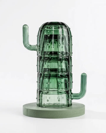 Canecas Empilháveis Estilo Nórdico, Conjunto Criativo de Copos de Vidro 3D Cacto, Copo para Água, Decoração para Casa - Haustter