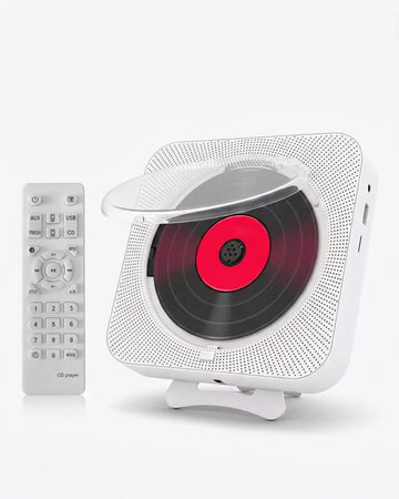 Toca CD Portátil com Alto-falante Bluetooth, Estéreo com Tela LED, Montável na Parede, Controle Remoto IR, Rádio FM - Haustter