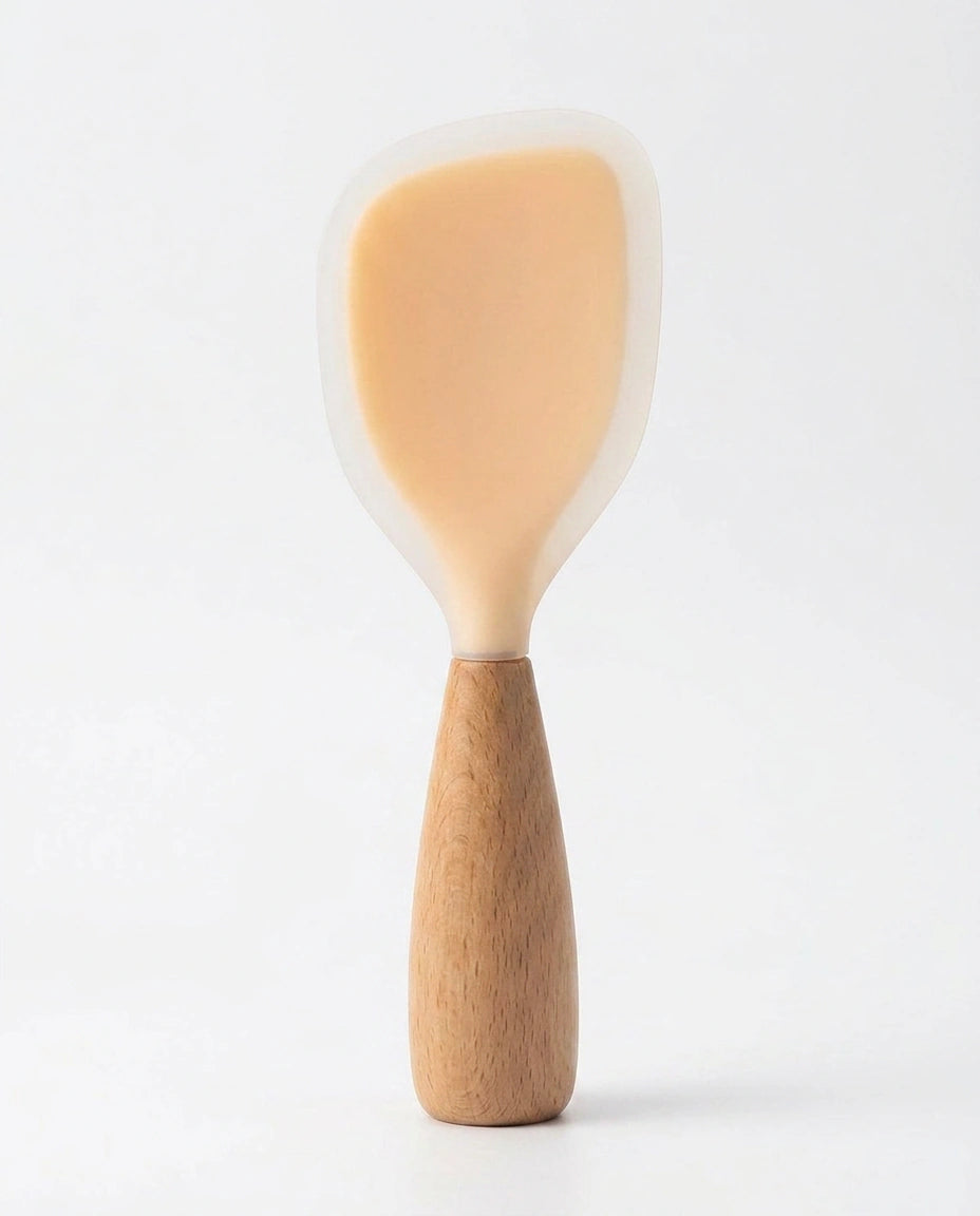 Colher para Arroz em Silicone com Cabo de Madeira