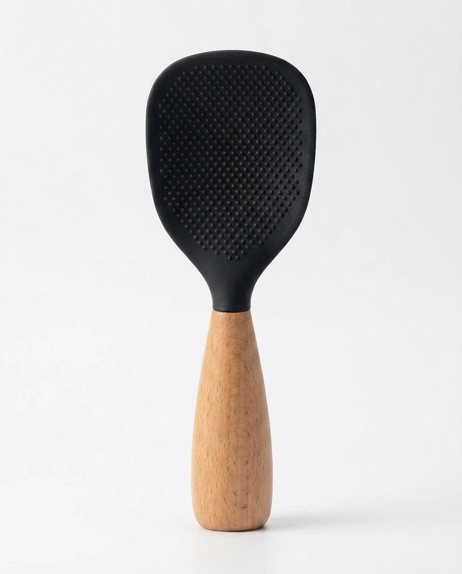Colher para Arroz em Silicone com Cabo de Madeira