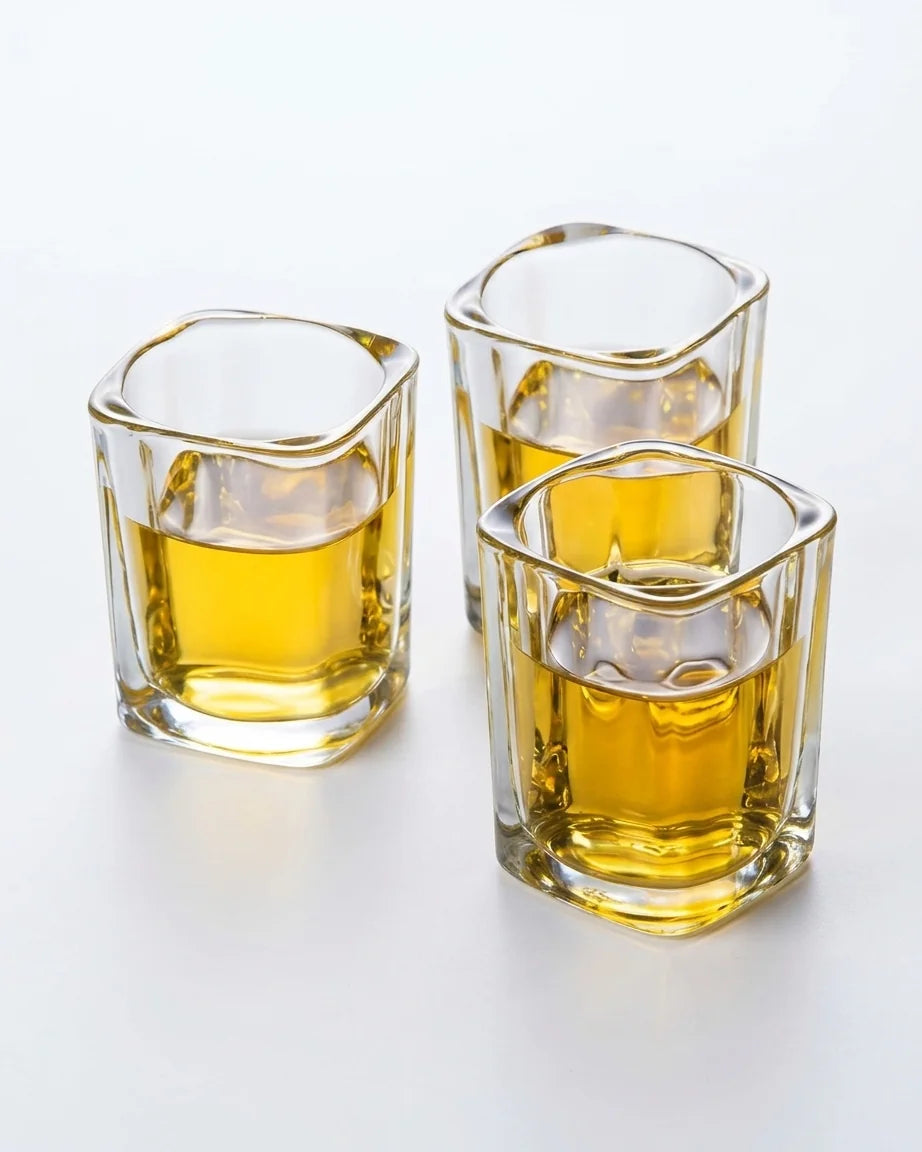 6 Copos de Whisky e Tequila Quadrados - Vidro Grosso Premium
