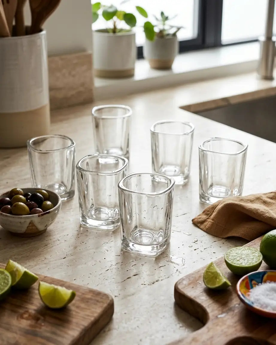 6 Copos de Whisky e Tequila Quadrados - Vidro Grosso Premium