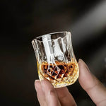 6 Copos de Vidro Vintage com Relevo e Formato Prisma - Haustter - Haustter