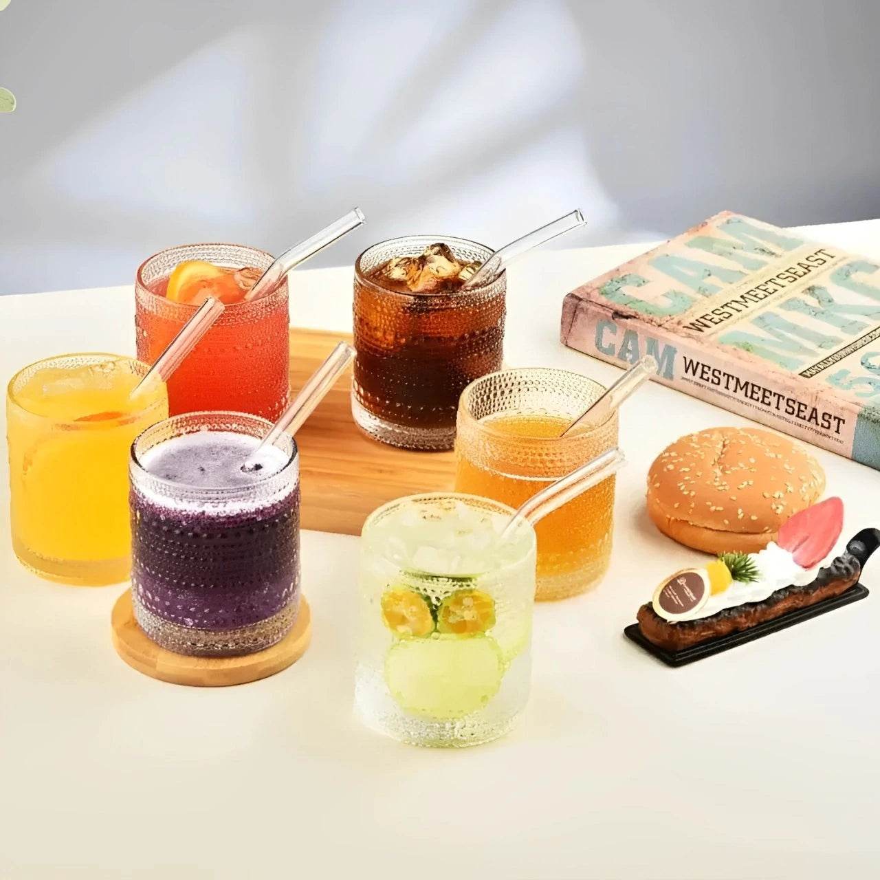 Conjunto de 6 Copos Vintage com Relevo 300ml - Haustter - Haustter