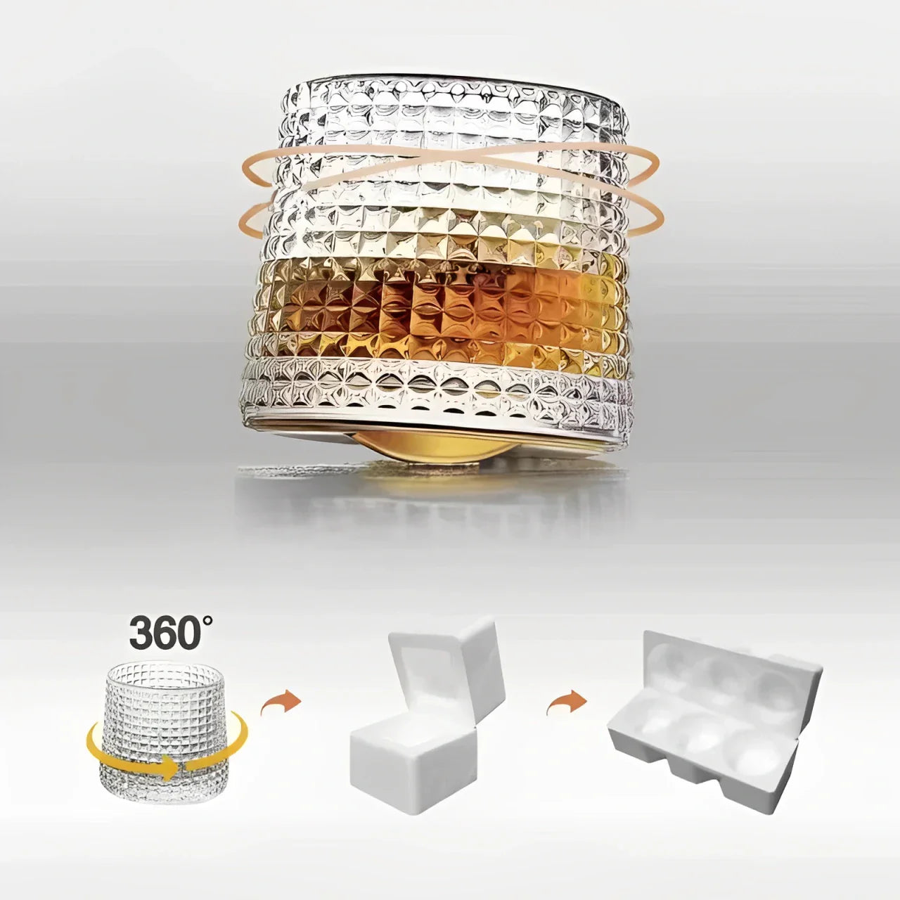 3 Copos de Whisky Giratórios Listras Verticais, Orgânicos e Multi Prismas, Conjunto - Haustter