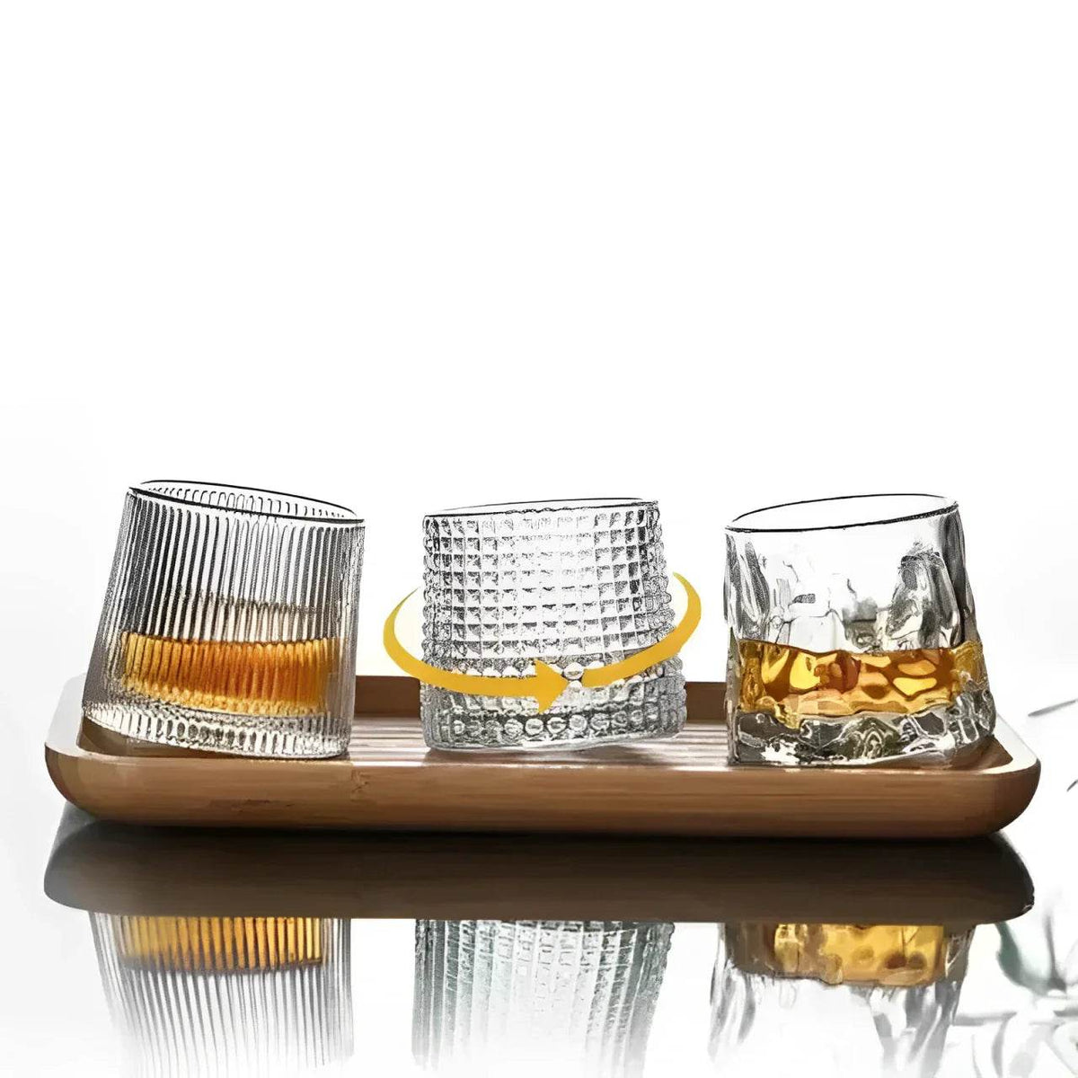 Base de Madeira para Copos de Whisky Giratórios, Conjunto - Haustter - Haustter