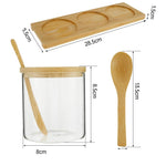Conjunto de Potes de Tempero Redondos de Vidro com Tampa de Bambu - Organizador de Condimentos Delicado e Simples - Haustter