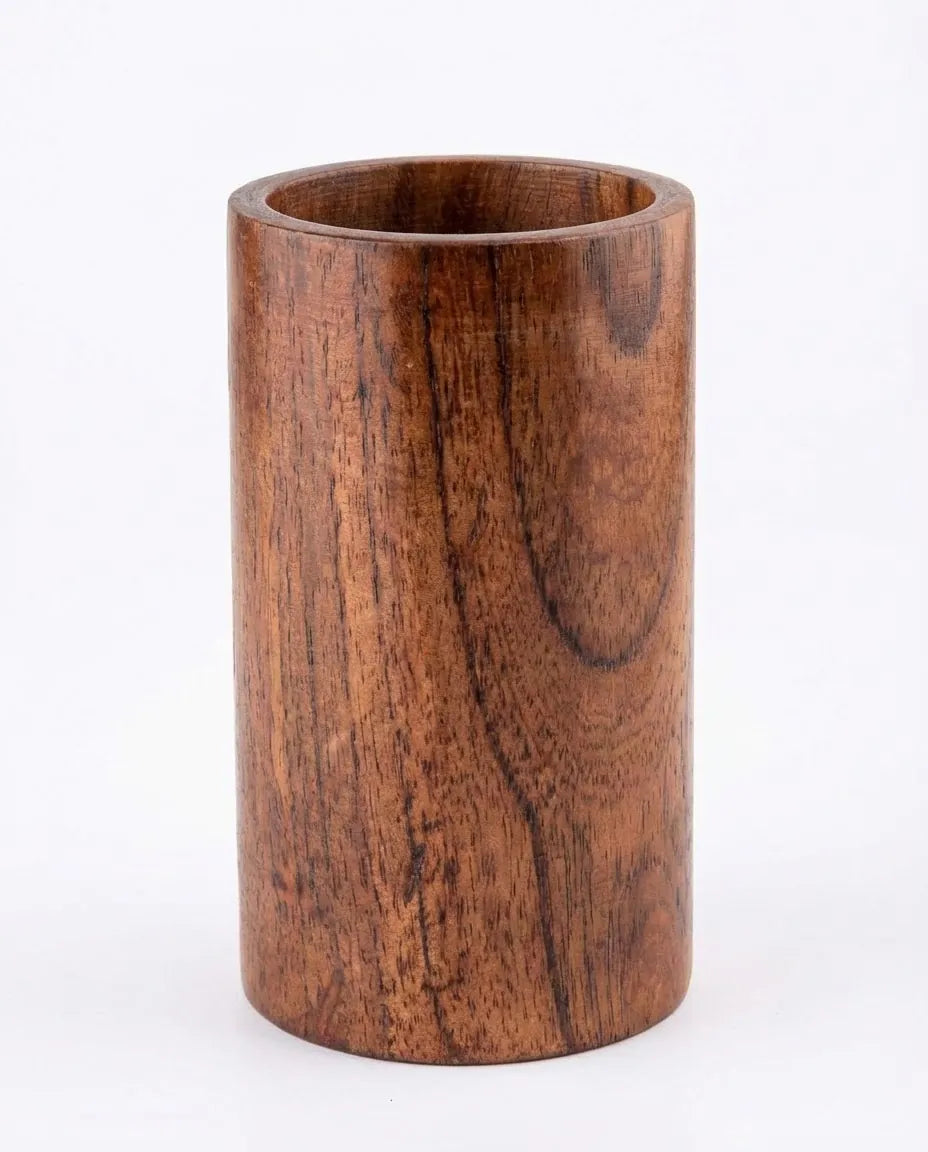 Conjunto de Utensílios de Cozinha de Madeira com Balde