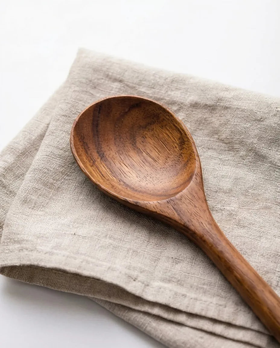 Conjunto de Utensílios de Cozinha de Madeira com Balde