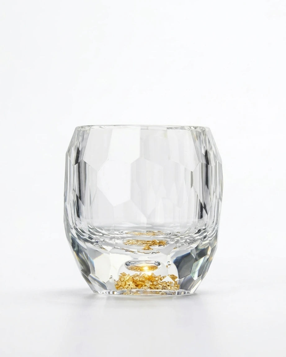 Copo Barril Diamante Luxo com Fragmentos Dourados 60ml
