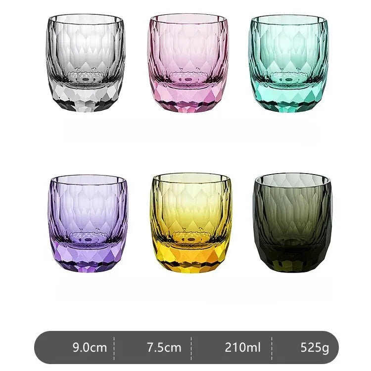 Copo Japonês de Cristal Lapidado com Corte Diamante | Haustter