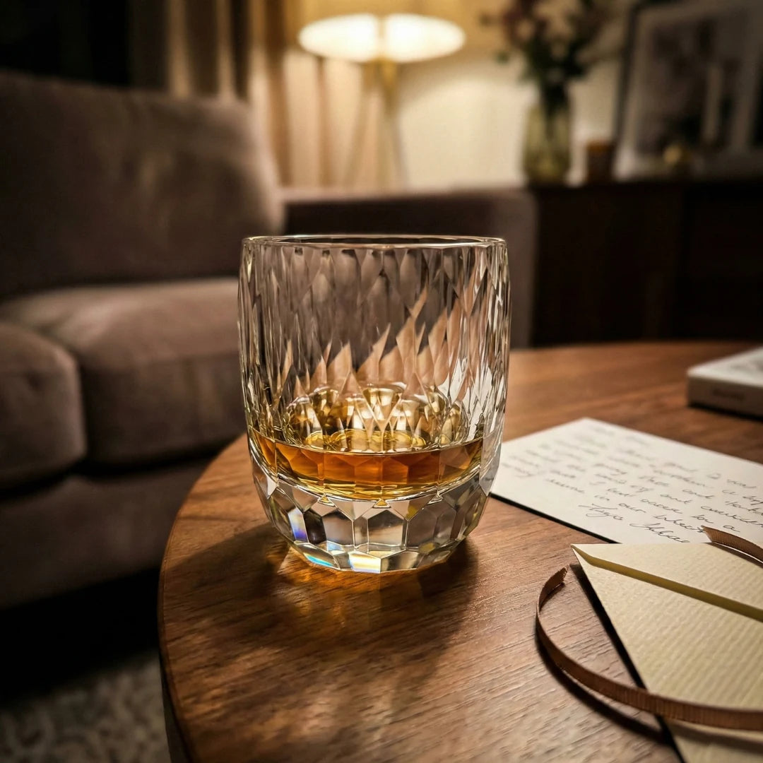 Copo Japonês de Cristal Lapidado com Corte Diamante | Haustter