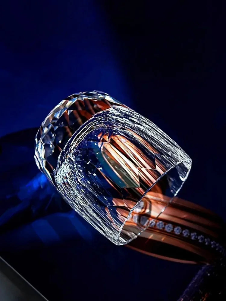 Copo Japonês de Cristal Lapidado com Corte Diamante | Haustter
