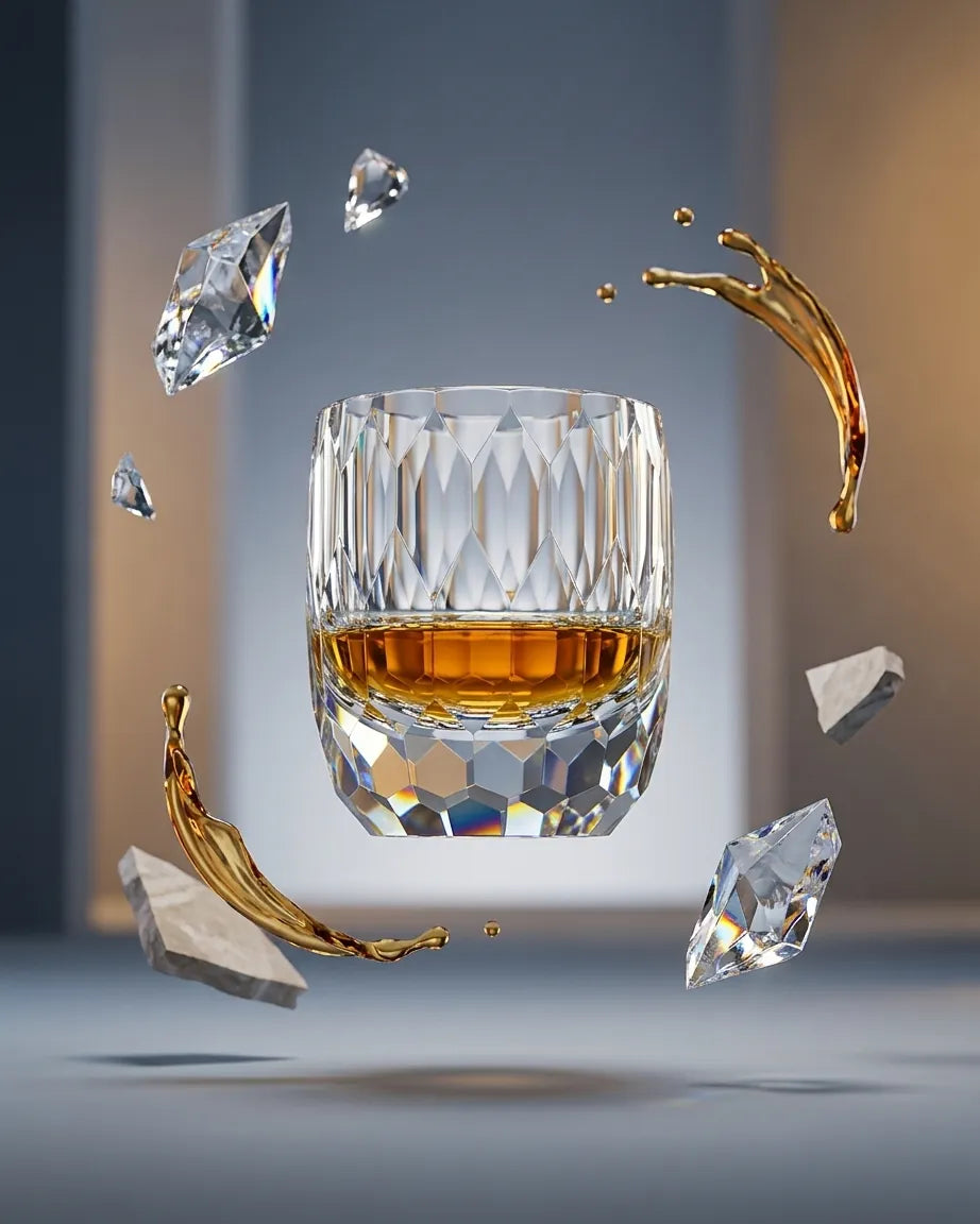 Copo Japonês de Cristal Lapidado com Corte Diamante | Haustter