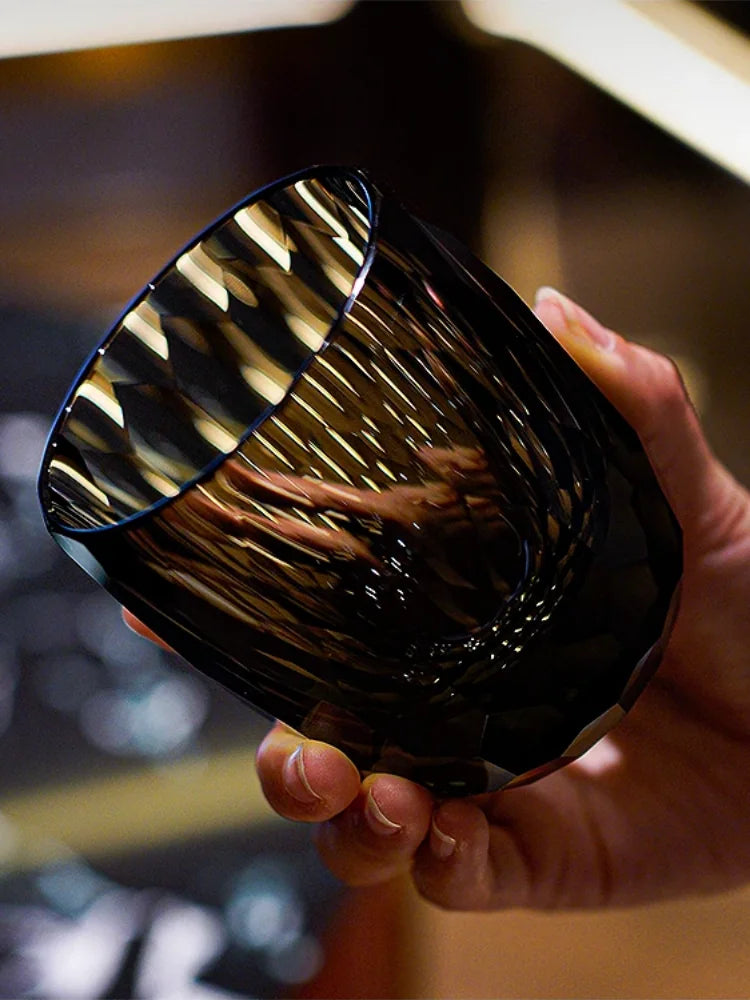 Copo Japonês de Cristal Lapidado com Corte Diamante | Haustter