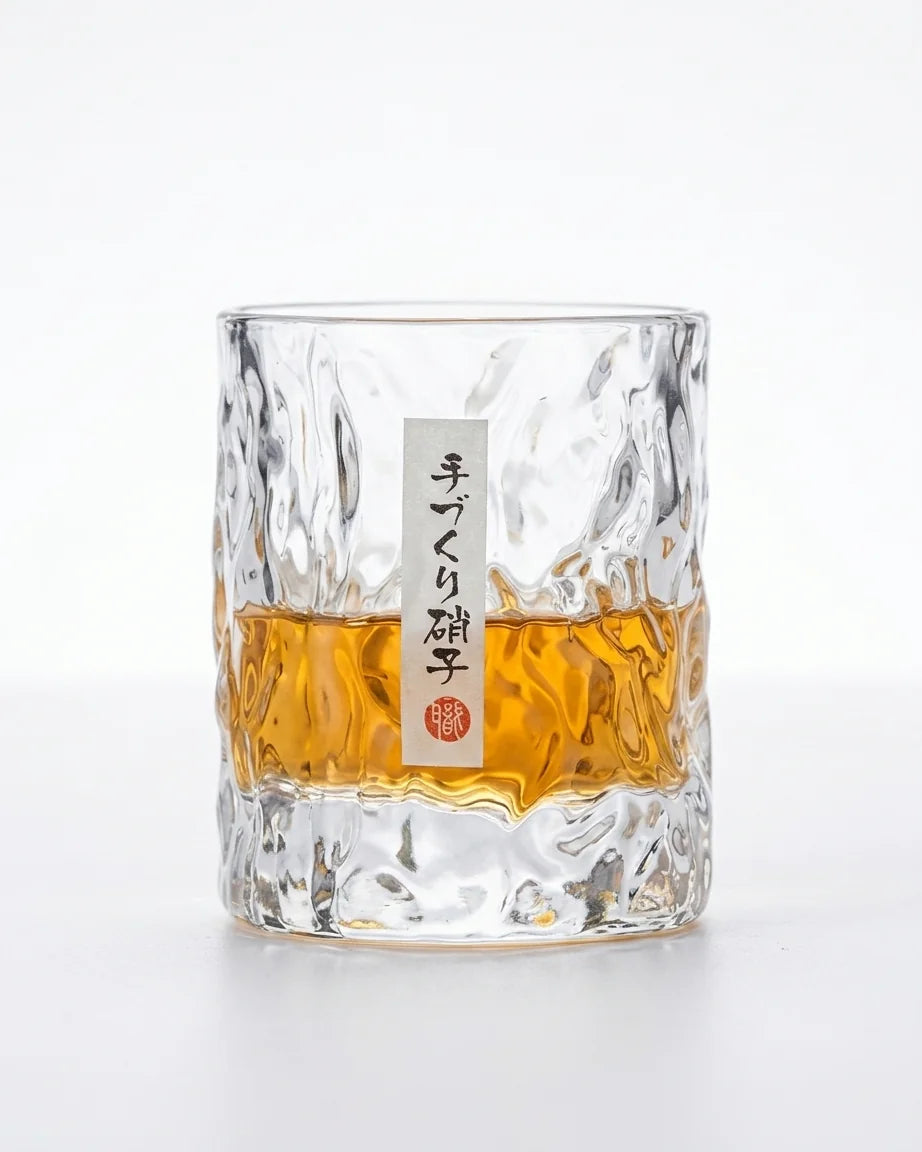 Copo de Vidro Japonês com Padrão Glacial