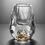Copo Diamante Luxo com Fundo Duplo e Lascas Douradas para Baijiu, Licor, Cachaça, Tequila e Shots | Haustter