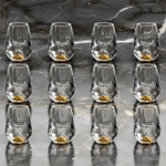 Copo Diamante Luxo com Fundo Duplo e Lascas Douradas para Baijiu, Licor, Cachaça, Tequila e Shots | Haustter