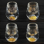 Copo Diamante Luxo com Fundo Duplo e Lascas Douradas para Baijiu, Licor, Cachaça, Tequila e Shots - Haustter - Haustter