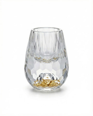 Copo Diamante Luxo com Fundo Duplo e Lascas Douradas para Baijiu, Licor, Cachaça, Tequila e Shots | Haustter