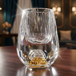 Copo Diamante Luxo com Fundo Duplo e Lascas Douradas para Baijiu, Licor, Cachaça, Tequila e Shots | Haustter