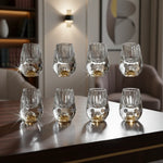 Copo Diamante Luxo com Fundo Duplo e Lascas Douradas para Baijiu, Licor, Cachaça, Tequila e Shots | Haustter