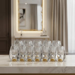 Copo Diamante Luxo com Fundo Duplo e Lascas Douradas para Baijiu, Licor, Cachaça, Tequila e Shots | Haustter