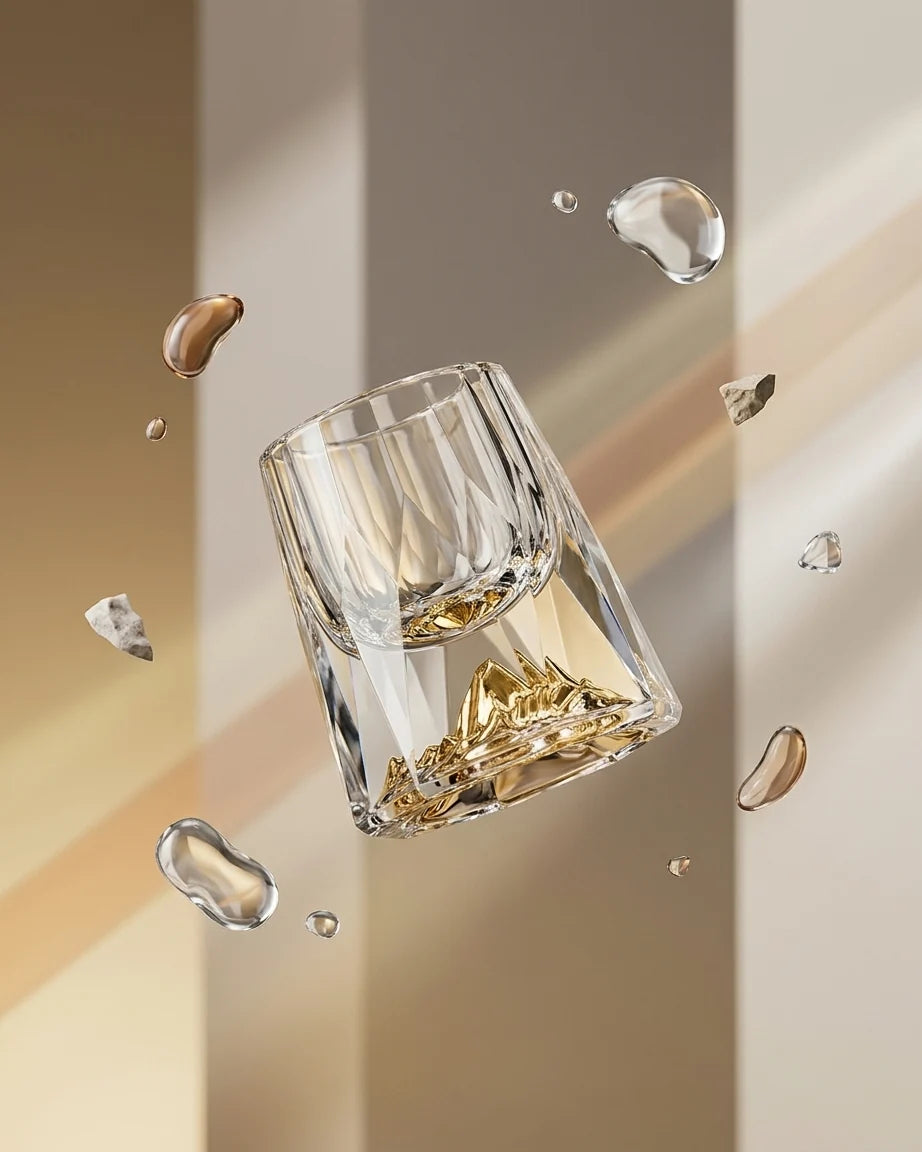 Conjunto de 2 Copos Lapidados com Pico Dourado 15ml