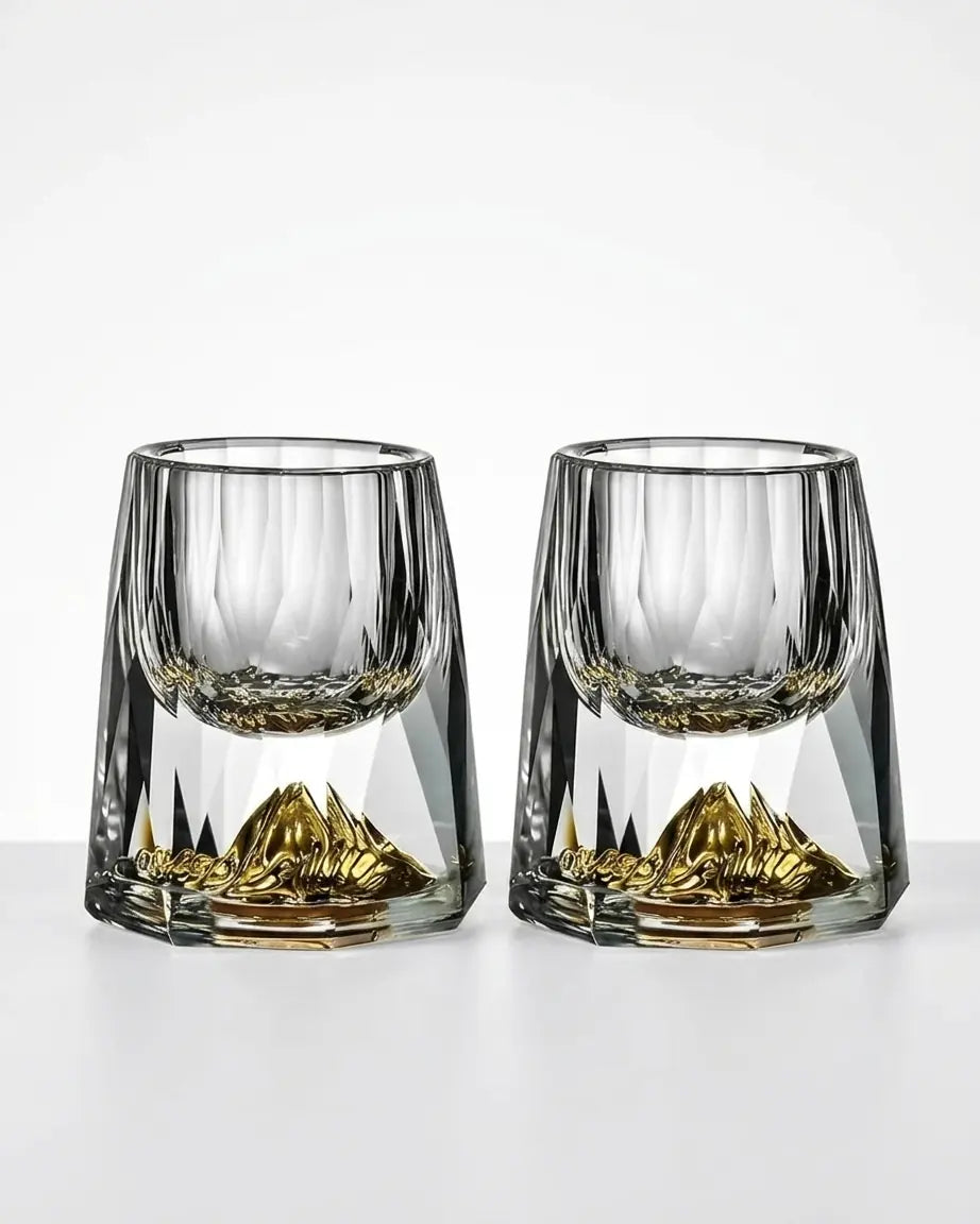 Conjunto de 2 Copos Lapidados com Pico Dourado 15ml