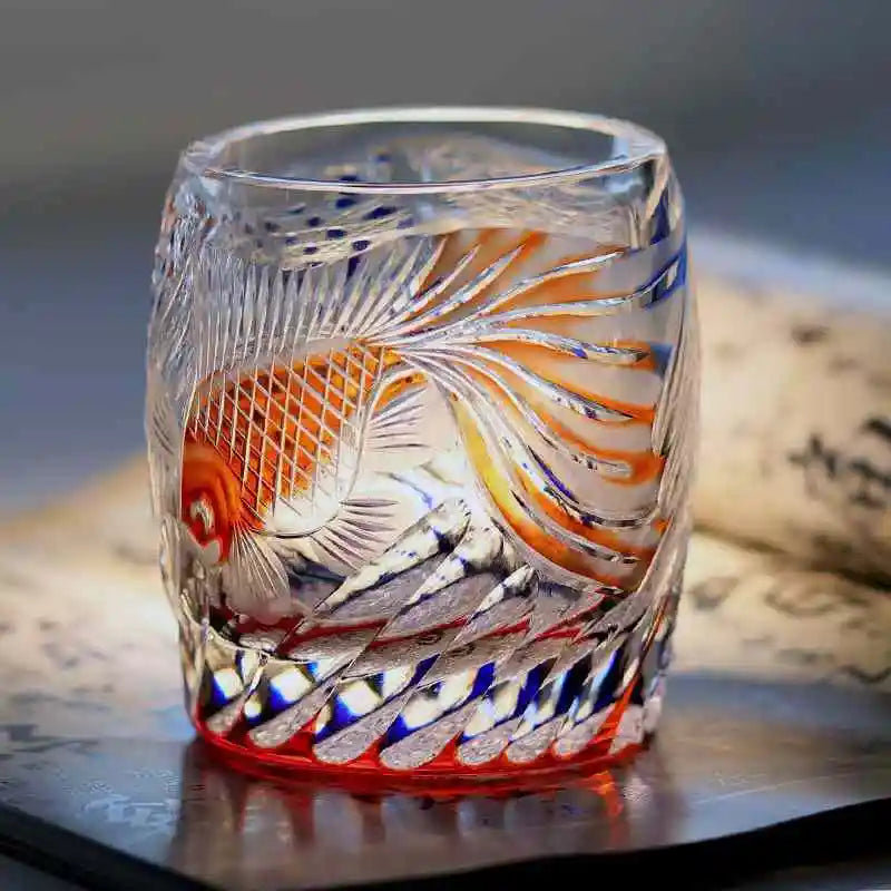 Copo de Whisky Kiriko com Peixe Dourado em Cristal 270 ml