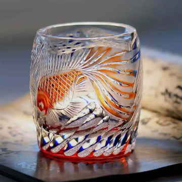 Copo de Whisky Kiriko com Peixe Dourado em Cristal 270 ml