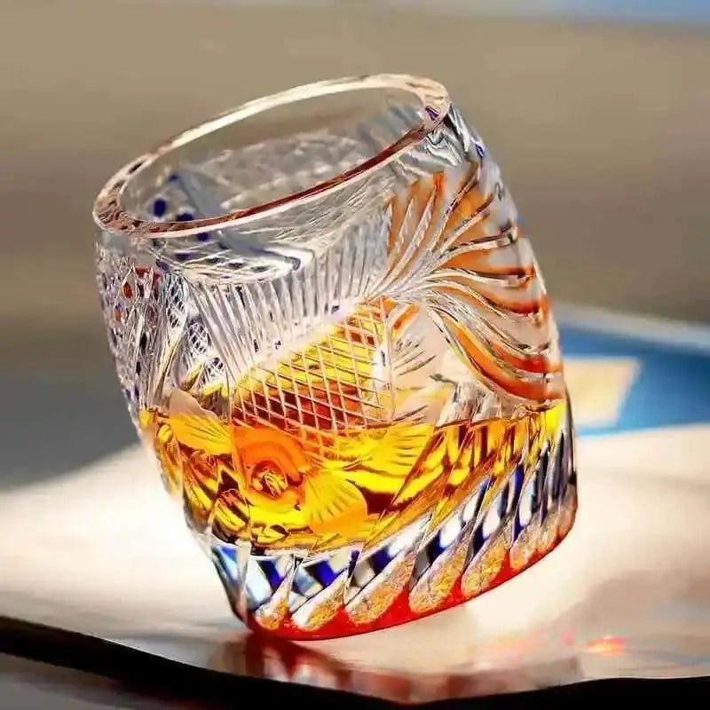Copo de Whisky Kiriko com Peixe Dourado em Cristal 270 ml
