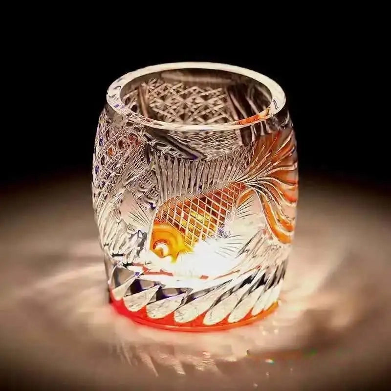 Copo de Whisky Kiriko com Peixe Dourado em Cristal 270 ml