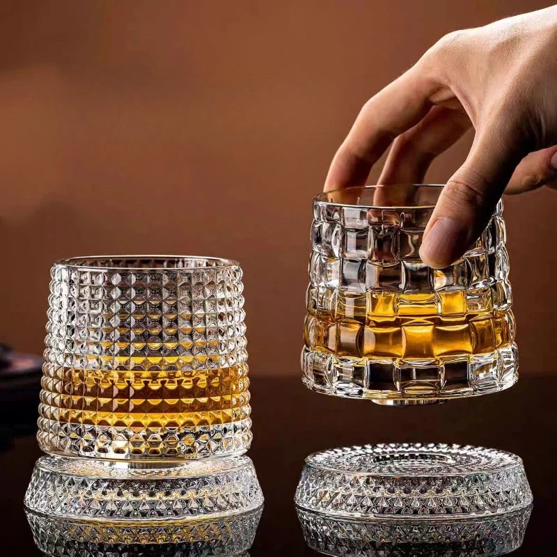 Copo de Whisky em Vidro com Base Giratória