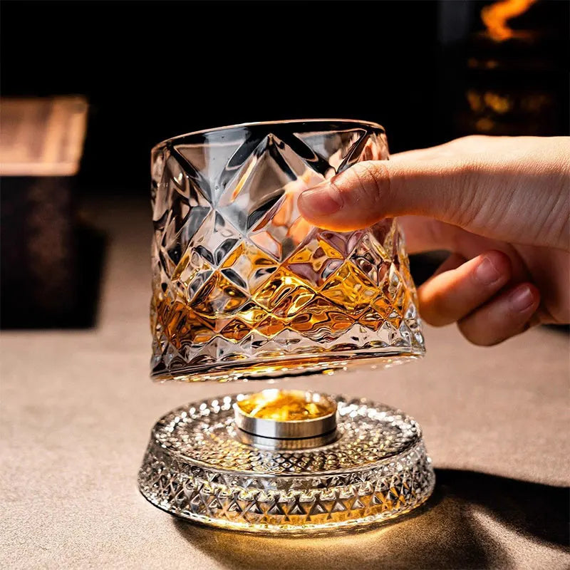 Copo de Whisky em Vidro com Base Giratória