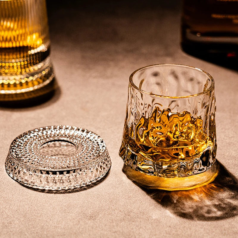 Copo de Whisky em Vidro com Base Giratória