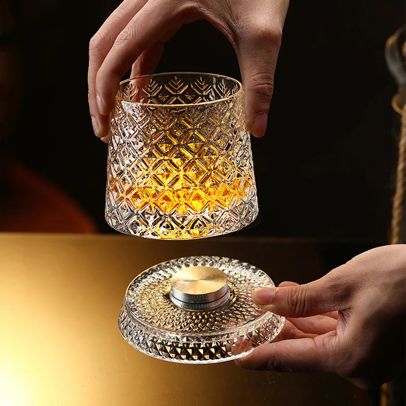 Copo de Whisky em Vidro com Base Giratória