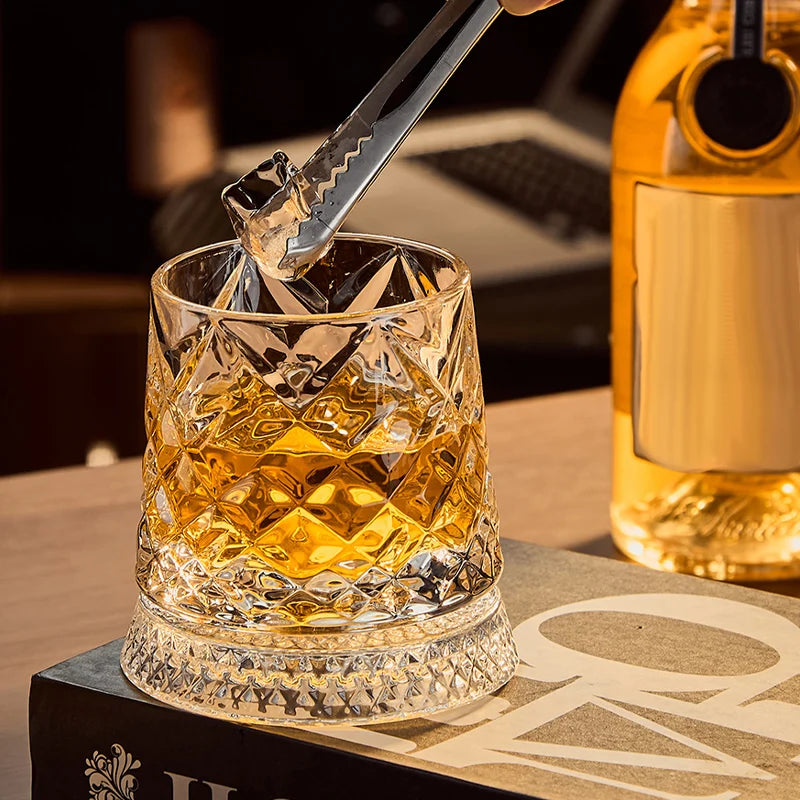 Copo de Whisky em Vidro com Base Giratória