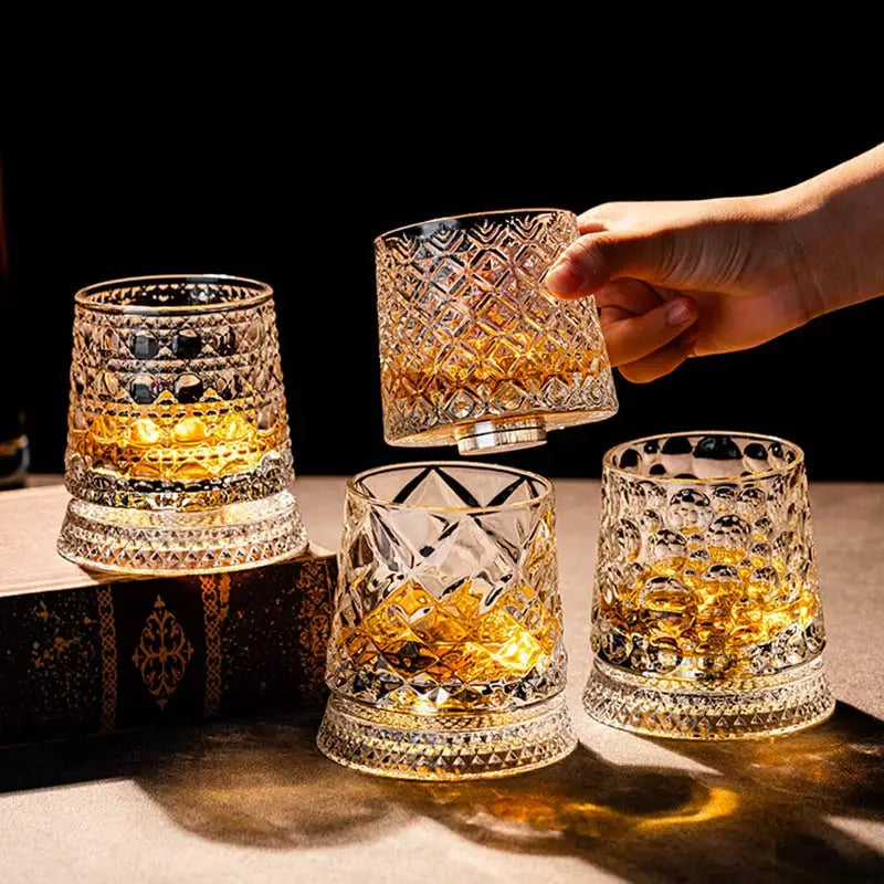 Copo de Whisky em Vidro com Base Giratória