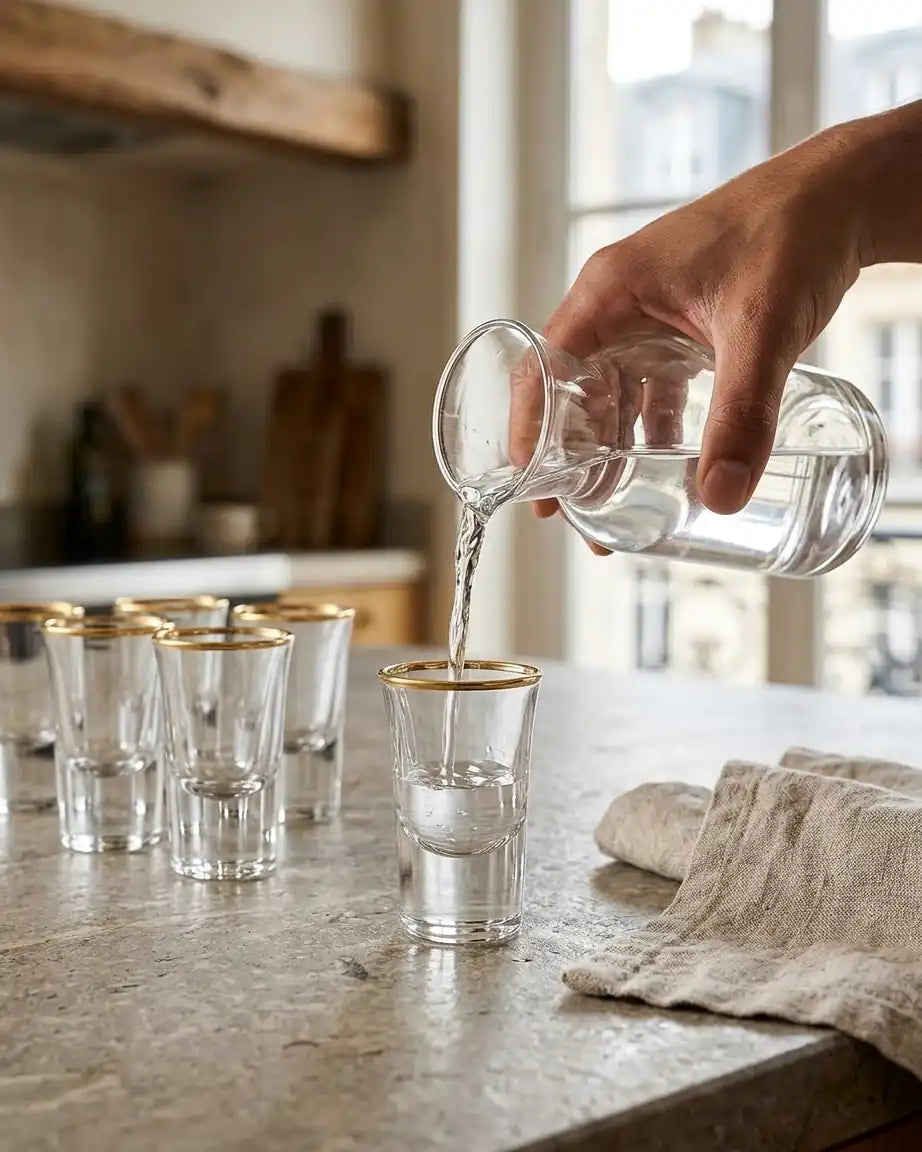 Copos para Bebidas Espirituosas com Borda Dourada