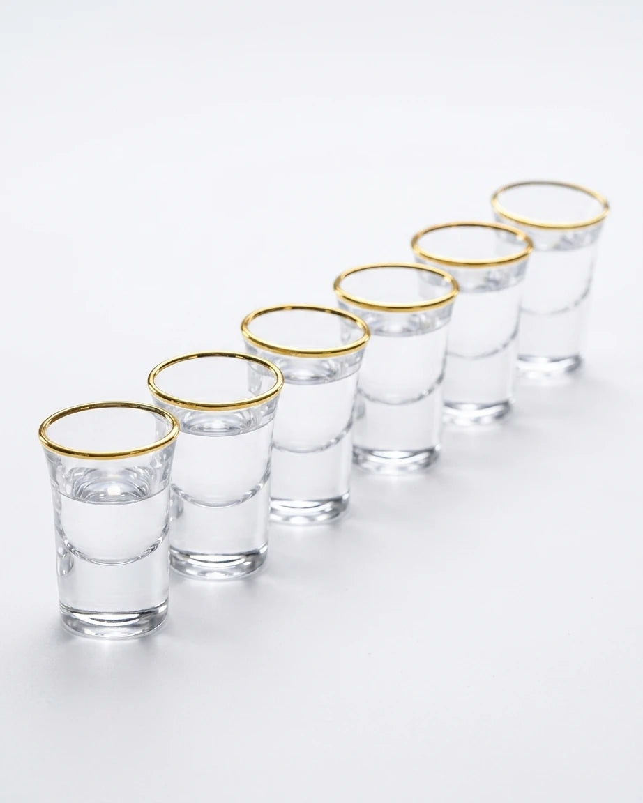 Copos para Bebidas Espirituosas com Borda Dourada
