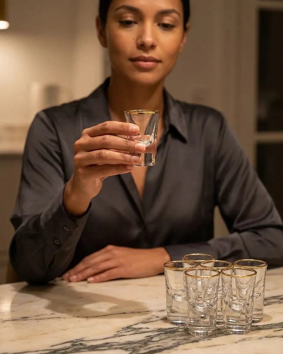 Copos para Bebidas Espirituosas com Borda Dourada