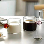 Copo de Café com Alça de Bola de Vidro, Copos de Espresso de 100ml para Casa, Pequenos, Xícara para Chá, Decoração de Mesa - Haustter - Haustter