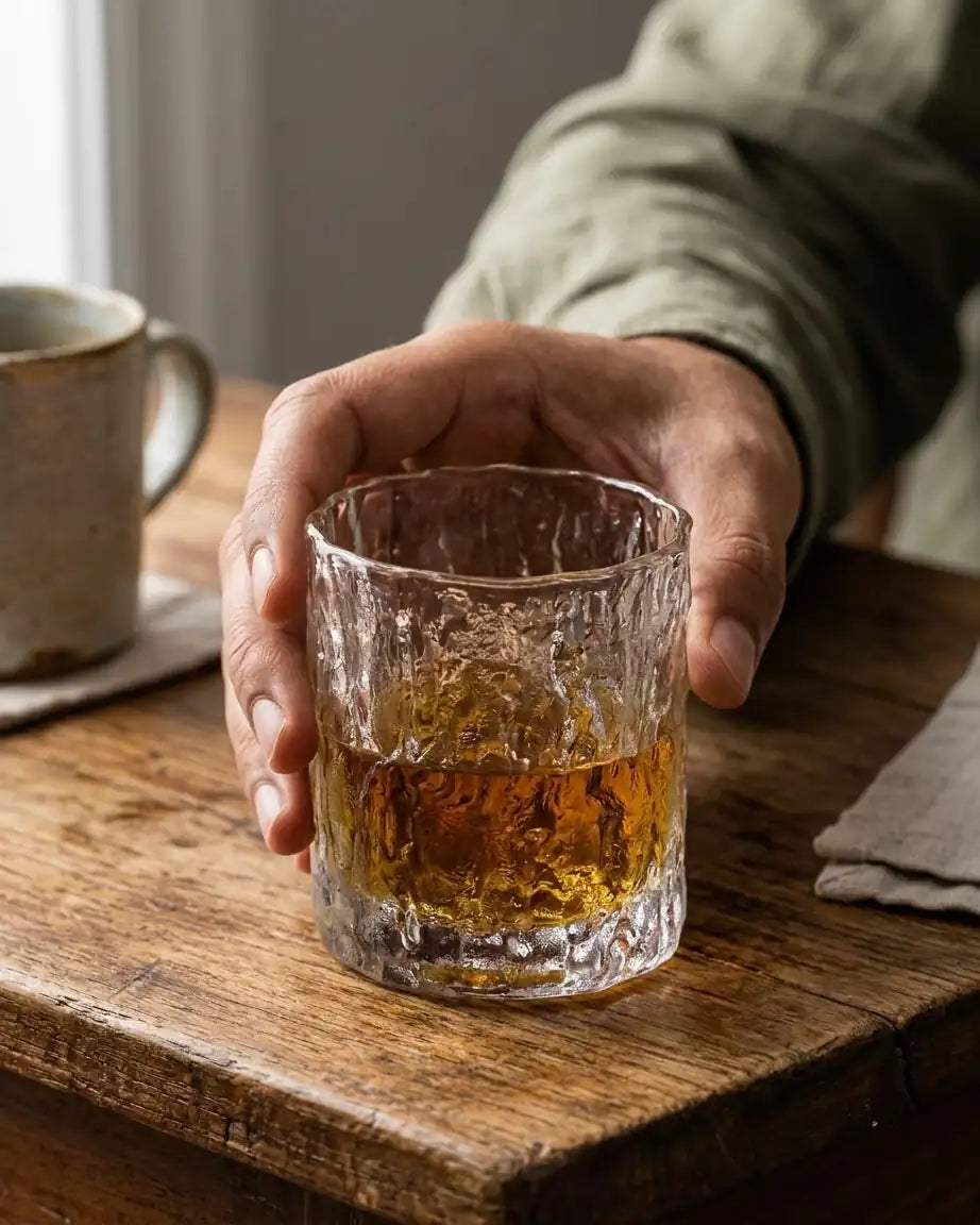 Copos Rocha de Gelo para Whisky com Porta-Copos de Madeira