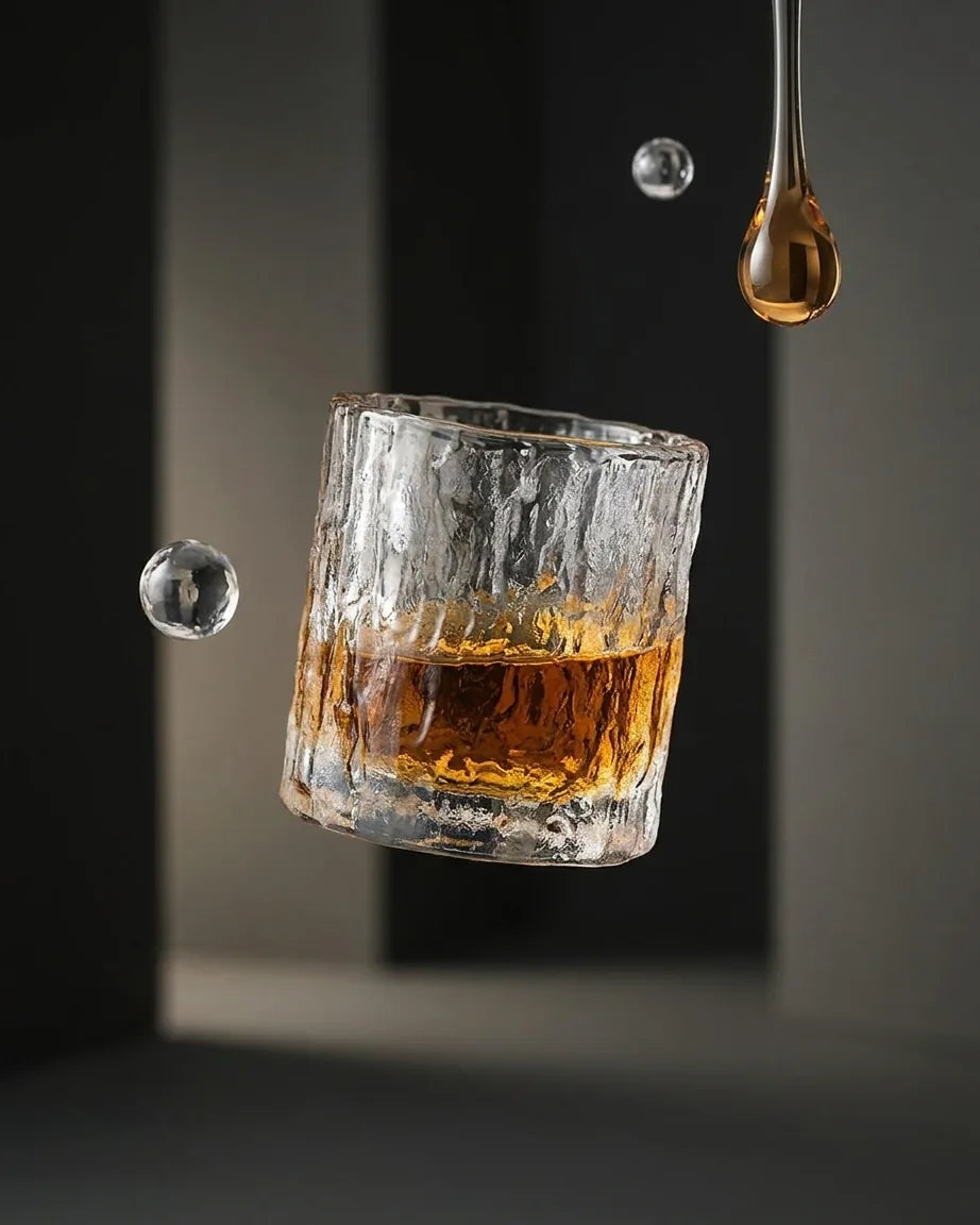 Copos Rocha de Gelo para Whisky com Porta-Copos de Madeira