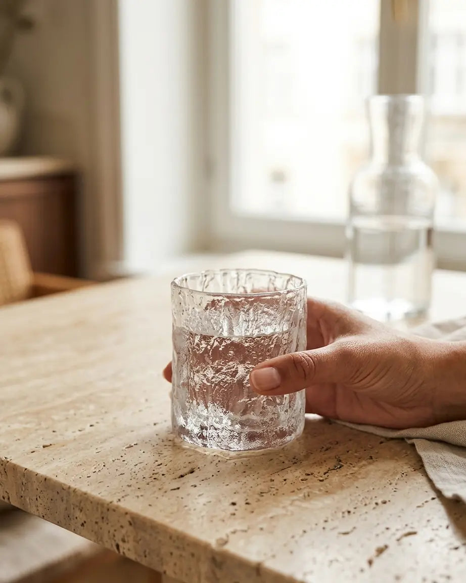 Copos Rocha de Gelo para Whisky com Porta-Copos de Madeira