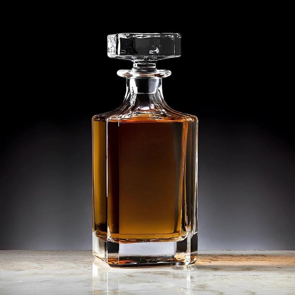 Decantador de Whiskey de Vidro, Estilo Retangular Octogonal de Luxo Maestoso, para Licor, Scotch e Bourbon - Haustter