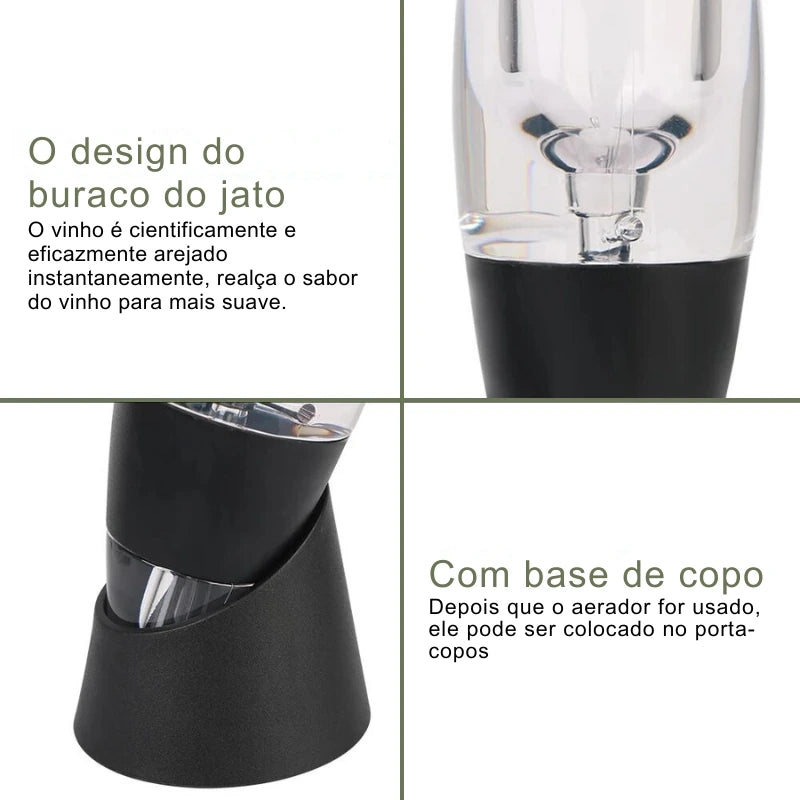 Decantador Profissional para Vinho e Whisky com Filtro e Base, Dispensador Aereador para Bar, Festa e Cozinha, Rápida Oxigenação - Haustter