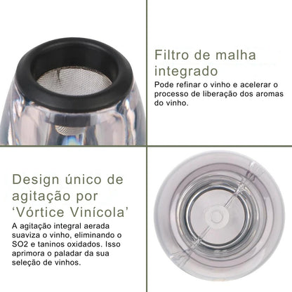 Decantador Profissional para Vinho e Whisky com Filtro e Base, Dispensador Aereador para Bar, Festa e Cozinha, Rápida Oxigenação - Haustter