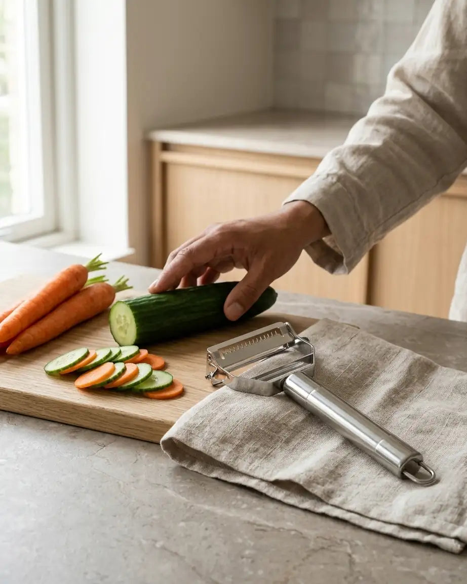 Descascador Multifuncional em Aço Inox para Frutas e Legumes